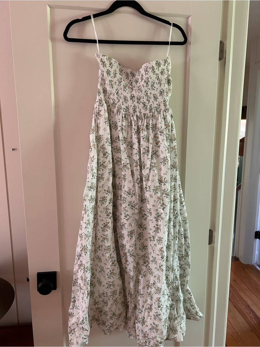 Petal & Pup White Dress with Green and Tan Floral Print
